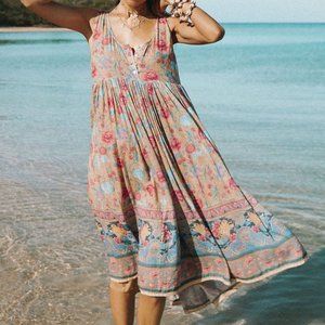 NWT Spell Seashell Babydoll Midi in Opal